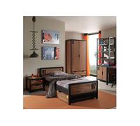 TCHAD - Chambre 90x200cm + Armoire 2 Portes + Bibliothèque -