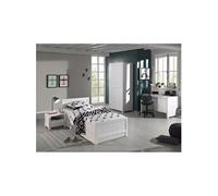 GASTON - Chambre 90x200cm + Armoire 2P + Bureau - Altobuy Blanc