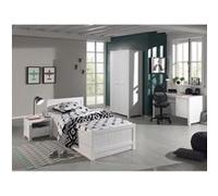 GASTON - Chambre 90x200cm + Armoire 2P + Bureau - Altobuy Blanc