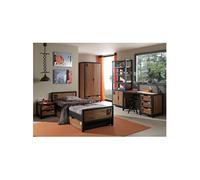 TCHAD - Chambre 90x200cm + Armoire 2P + Pack Bureau - Altobuy Marron