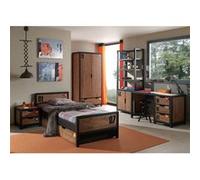 TCHAD - Chambre 90x200cm + Armoire 2P + Pack Bureau - Altobuy Marron