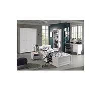 GASTON - Chambre 90x200cm + Armoire 3P + Pack Bureau - Altobuy Blanc