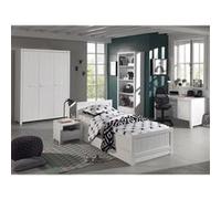 GASTON - Chambre 90x200cm + Armoire 3P + Pack Bureau - Altobuy Blanc