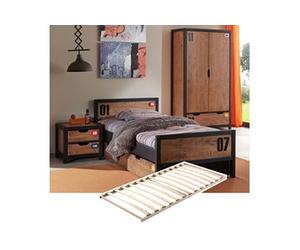 Chambre 90x200cm avec Sommier + Armoire 2 Portes - TCHAD -