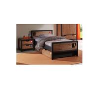 Chambre 90x200cm avec Tiroir et Chevet en Pin Massif - TCHAD -