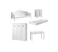 Chambre 90x200cm Lit Banquette + Armoire 3P + Bureau - MILADY -