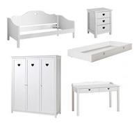 MILADY - Chambre 90x200cm Lit Banquette + Armoire 3P + Bureau - Altobuy Blanc