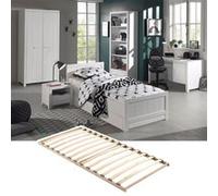 GASTON - Chambre 90x200cm + Sommier + Armoire 2P + Pack Bureau - Altobuy Blanc