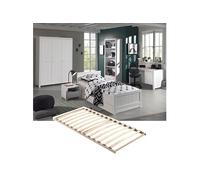 Chambre 90x200cm + Sommier + Armoire 3P + Bureau - GASTON -