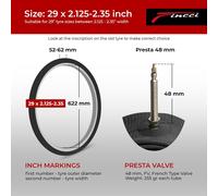 Chambre A Air 29 Pouces Vtt - Paire Chambres À Air 29 X 2.1 X2.20 X 2.30 Pouces De Valve Presta 48mm Pour Route Vtt Bici, Montagne Bicyclette, Electricity Vélo - Un Paquet De 2 Accessoire Vtt