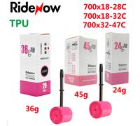 Chambre à air de vélo RideNow en TPU 700C 700x18 23 25 28 32 35 37 40 47C pour pneus de vélo de route et VTT 29x1.5 1.75 1.9 Pneu Aro 36g 700x18-32C 4pc