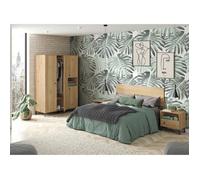 Chambre à coucher adulte coloris chêne doré ( armoire + 2 chevets + Tête de lit )