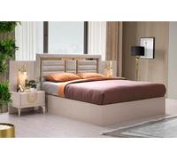 Chambre à coucher blanche ensemble design lit double 2x bois tables de chevet 3pcs Nouveau