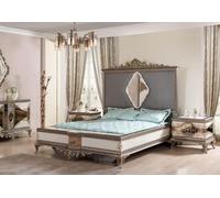 Chambre à coucher classique grise ensemble de luxe lit double 2x tables de nuit