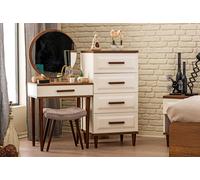 Chambre à coucher complète 4pcs Coiffeuse avec miroir Design Commode Tabouret