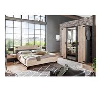 Chambre à coucher complète adulte (lit 140x200cm + 2 chevets + armoire) coloris chêne