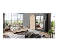 Chambre à coucher complète adulte (lit 160x200 cm + 2 chevets + armoire) coloris chêne