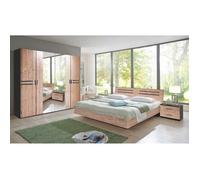 Chambre à coucher compléte adulte (lit 180 x 200 + 2 chevets + armoire) coloris effet bois