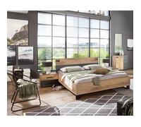 Chambre à coucher complète adulte (lit 180x200 cm + 2 chevets + commode) coloris chêne foncé
