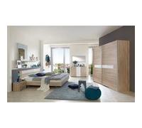 Chambre à coucher complète adulte ( lit adulte 180 x 200 cm + armoire + 2 tables de chevet) coloris Imitation chêne - -