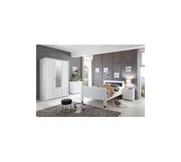 Chambre a coucher complete enfant (lit 90x200cm + chevet + armoire + commode) coloris blanc --