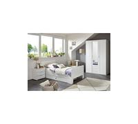 Chambre a coucher complete enfant (lit 90x200cm+ tiroir + chevet + armoire) coloris blanc --