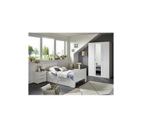 Chambre a coucher complete enfant (lit 90x200cm + tiroir + chevet + armoire) coloris blanc --