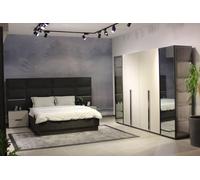 Chambre à coucher complète Ensemble de meubles Lit 2x Table de nuit Table de toilette Miroir 8pcs Nouveau JVmoebel