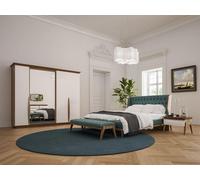 Chambre à coucher complète Lit 2x Tables de nuit Moderne Armoire Banc Nouveau