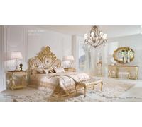 Chambre à coucher de luxe double lit table de chevet miroir beige grand 8pcs