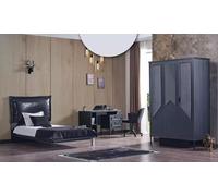 Chambre à coucher d'enfant Ensemble de meubles de chambre complet Armoire noire 3pcs