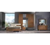 Chambre à coucher ensemble 6pcs lit de luxe 2x tables de chevet armoire bois Nouveau JV Meubles