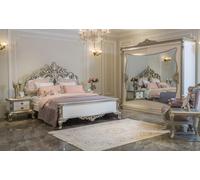 Chambre à coucher ensemble de luxe lit 2x table de chevet armoire classique fauteuil 6pcs.