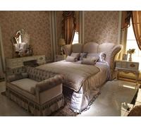 Chambre à coucher ensemble lit + 2x tables de chevet 3pcs Meubles italiens baroque rococo