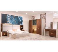 Chambre à coucher Ensemble lit double 2x tables de nuit Nouveau mobilier design