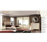 Chambre à coucher Lit Table de nuit Penderie Commode Miroir Groupe Nouveau Set 6pcs.