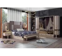 Chambre à coucher parents Ensemble complet Armoire Lit Table de nuit 4pcs