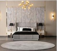 Chambre à coucher Set complet Lit double 2x tables de nuit Lit rembourré en acier inoxydable