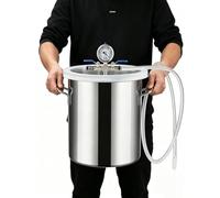 Chambre a Vide Pot Sous Pression en Acier Inoxydable pour Résine (5, 8, 13, 19 Et 20 Gallons), Kit de Chambre à Vide pour Moulage de Résine avec Tuyau(4 Gallon/15L)