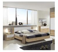 Chambre adulte 140 X 200 cm imitation chêne poutre-blanc