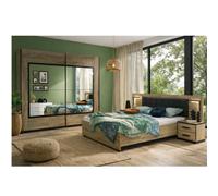 Chambre adulte complète industrielle en bois PIERRE