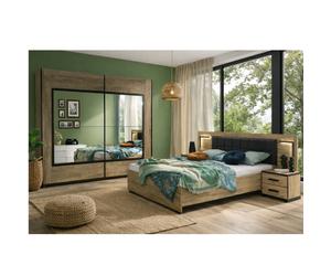 Chambre adulte complète industrielle en bois PIERRE