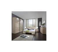 Chambre adulte imitation chene en panneaux de particules Dim : 180 X 200 cm -PEGANE-