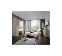 Chambre adulte imitation chene en panneaux de particules - Dim : 180 X 200 cm -PEGANE-