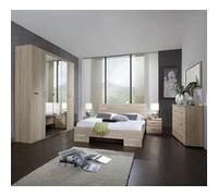 Chambre adulte imitation chene en panneaux de particules - Dim : 180 X 200 cm -PEGANE-