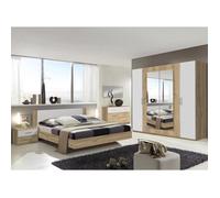 Chambre adulte imitation chêne poutre-blanc - Dim : 180 X 200 cm.