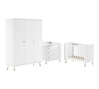 Tiny White - Chambre avec lit bébé Blanc + Table à Langer + Armoire 3 Portes