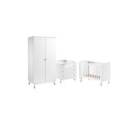 TINY WHITE - Chambre avec lit bébé + table à langer + Armoire 2 Portes - Altobuy Blanc G
