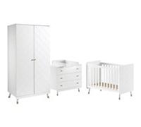 TINY WHITE - Chambre avec lit bébé + table à langer + Armoire 2 Portes - Altobuy Blanc G
