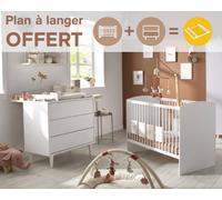 Chambre Bébé 2 Pièces, Lit Bébé 120x60 Et Commode À Langer - Milann Blanc TU